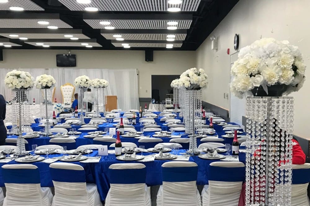 Tables decorated with flowers for a wedding